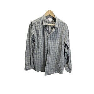 Lorenzo Uomo The Perfect Fashion Shirt Men 17 (34-35) Trim Fit Blue Gray Plaid